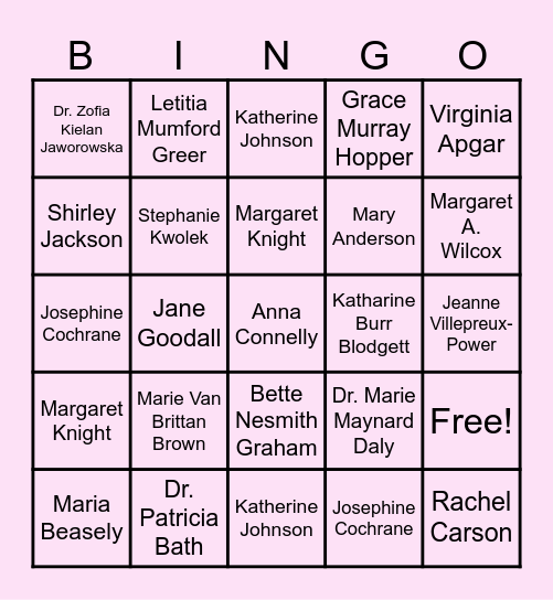 Women's Month- Inventions & Discoveries!! Bingo Card