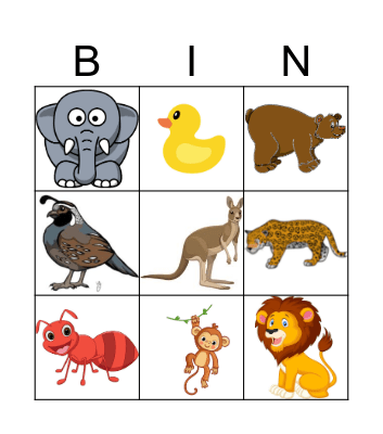 animals care Bingo Card