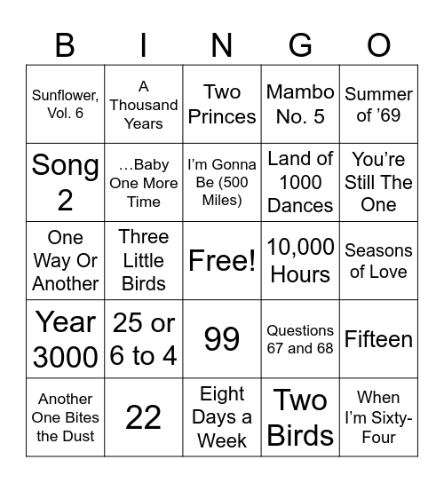 Numbers! Bingo Card