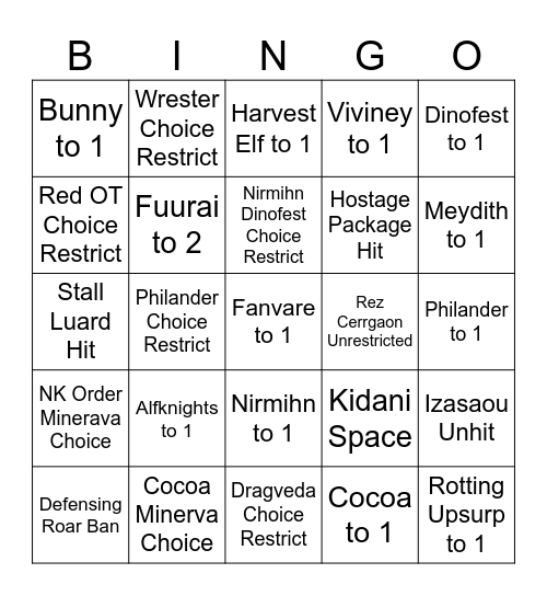 Banlist Bingo Card