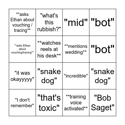 JOSHY WASHY BINGO Card