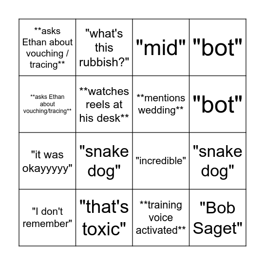 JOSHY WASHY BINGO Card