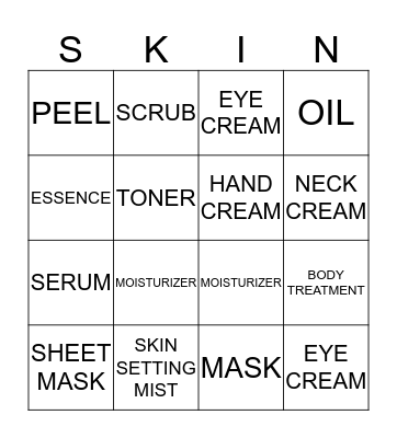 #SKINFITNESS Bingo Card