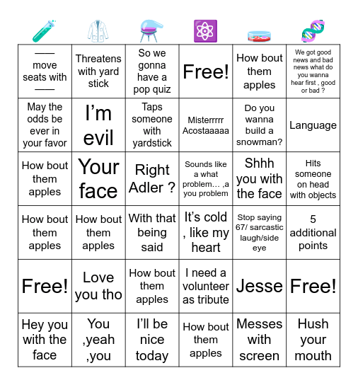 Mr.Acosta Bingo Card