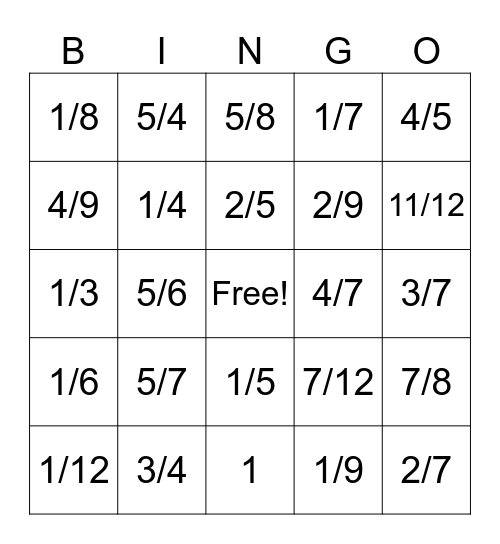 Bingo Matemático Bingo Card