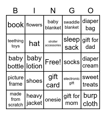Baby Nicholls Bingo Card