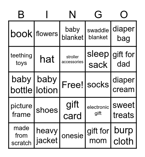 Baby Nicholls Bingo Card
