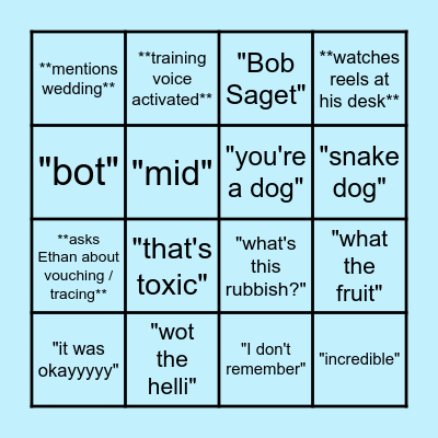JOSHY WASHY BINGO Card