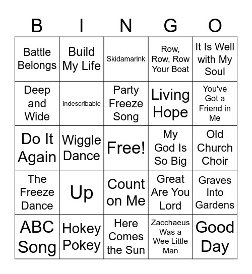 SINGO Bingo Card