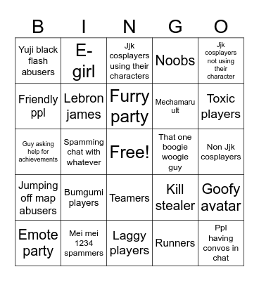 Jujitsu Shenanigans Bingo Card
