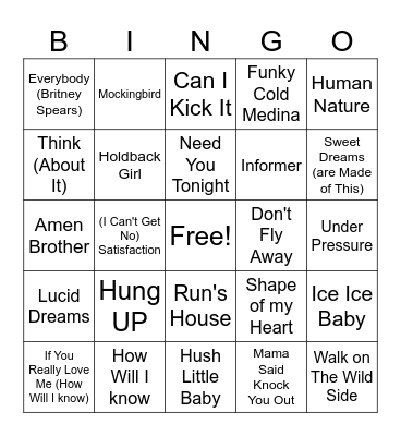 Who Sampled Bingo Card
