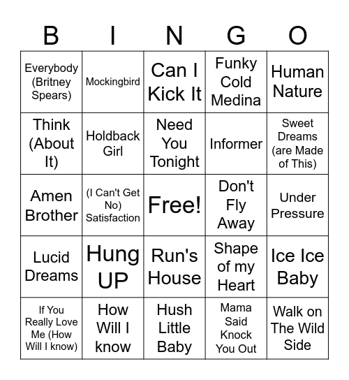 Who Sampled Bingo Card