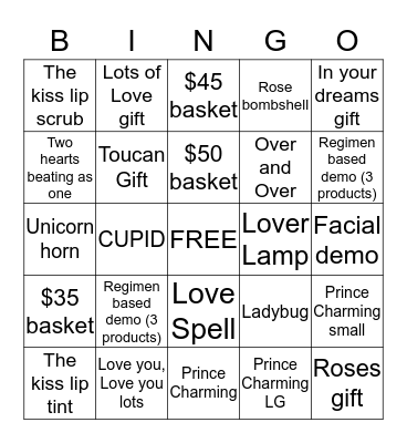 Lovers Bingo Card