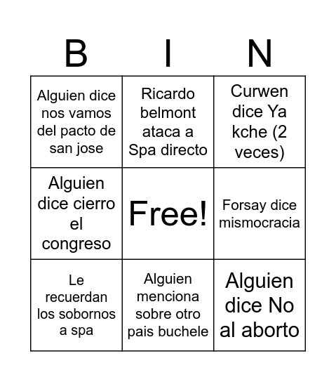 dEBATE 2 Bingo Card