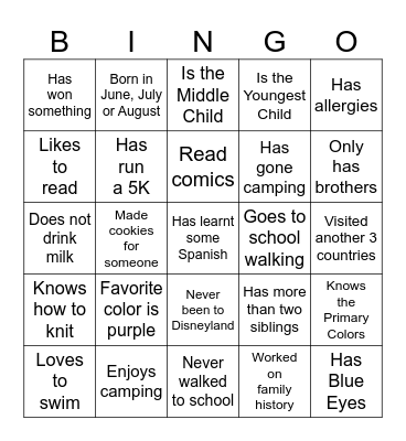 Find someone who... Bingo Card