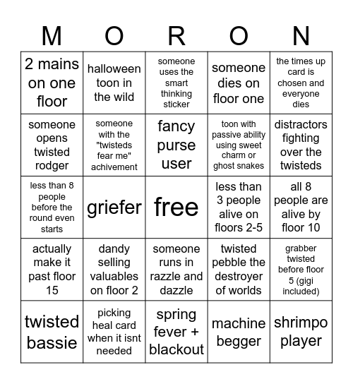 Dandys world bingo card!! Bingo Card