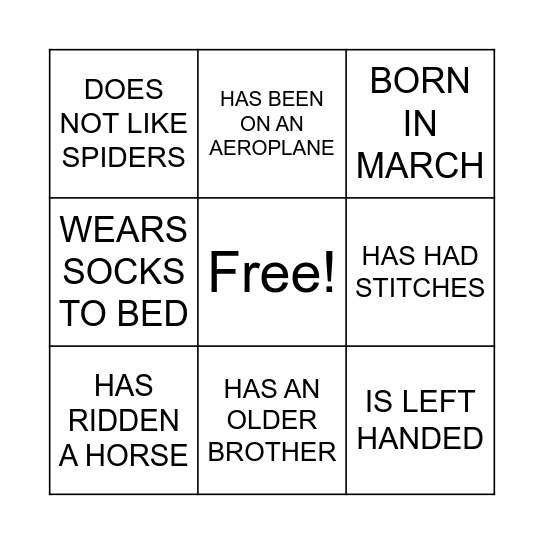 HUMAN BINGO Card