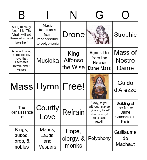 Music Appreciation: Unit 2 Bingo Card
