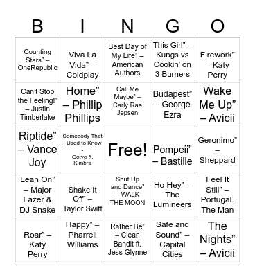 Music bingo Card