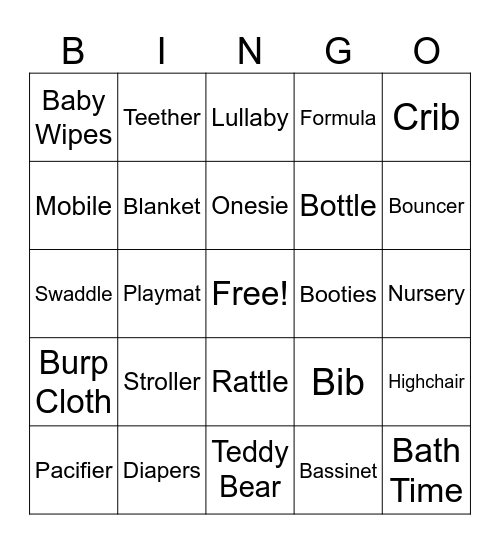 Baby Bingo Card