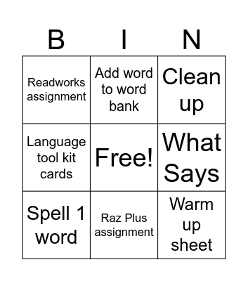 March 31 Tutoring Bingo Card