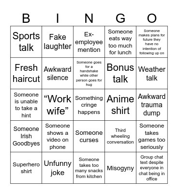 Bingo challenge Bingo Card