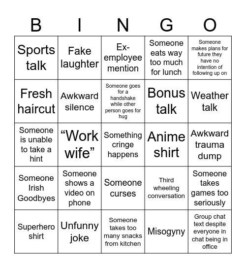 Bingo challenge Bingo Card