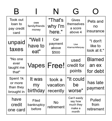 Financial Audit Bingo Card