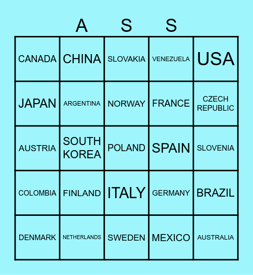 World A Bingo Card