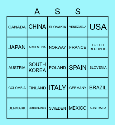 World A Bingo Card