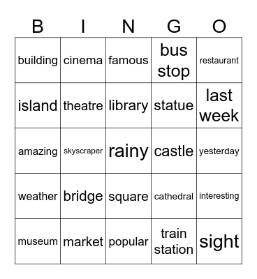 Bloggers 2 Unit 4A Bingo Card