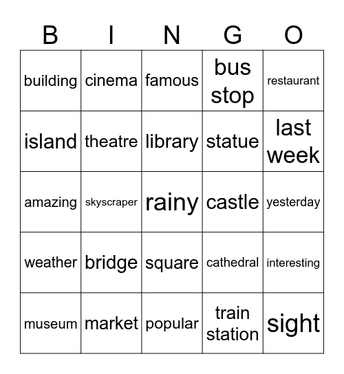 Bloggers 2 Unit 4A Bingo Card