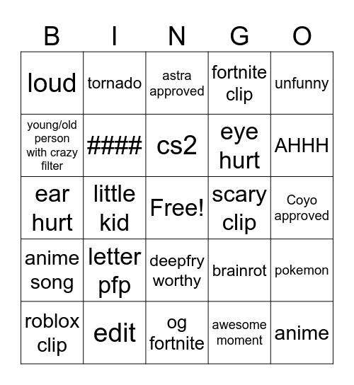 AHH Bingo Card