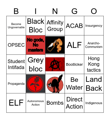 Learn the Lingo, Anarchy Bingo Card
