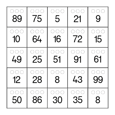 Mathe Klasse 2 Bingo Card