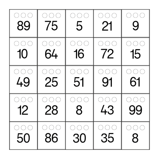 Mathe Klasse 2 Bingo Card