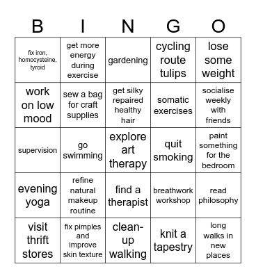 Self Care 2026 Bingo Card
