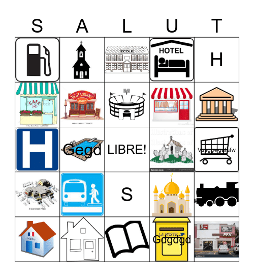 Les Endroits dans la ville Bingo Card