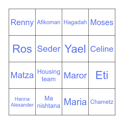 Lowy Passover BINGO Card