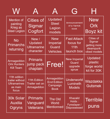 Adepticon Preview Bingo Card