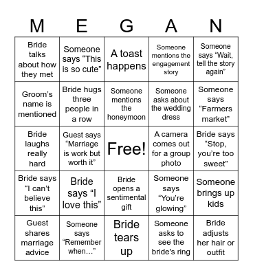 Bachelorette Bingo! Bingo Card