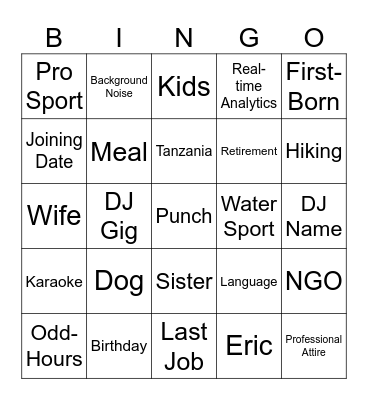Spencingo Bingo Card