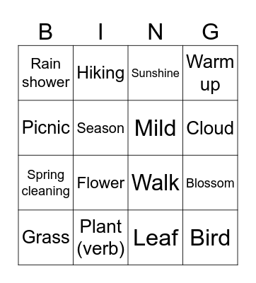 SPRING Bingo Card