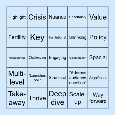 SNR 2026 Bingo Card