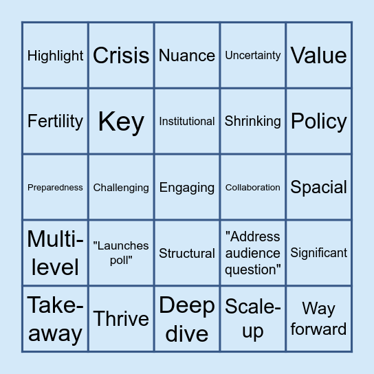 SNR 2026 Bingo Card