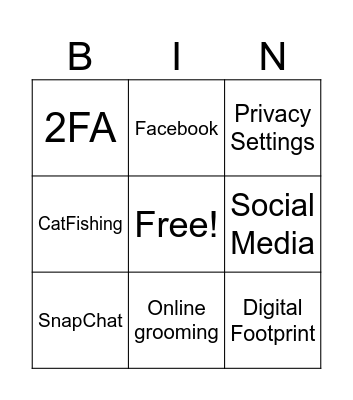 Online Safety Bingo Card