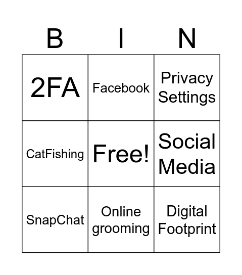 Online Safety Bingo Card