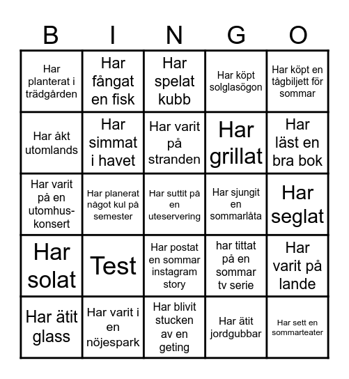 Beredskapsbingo Card