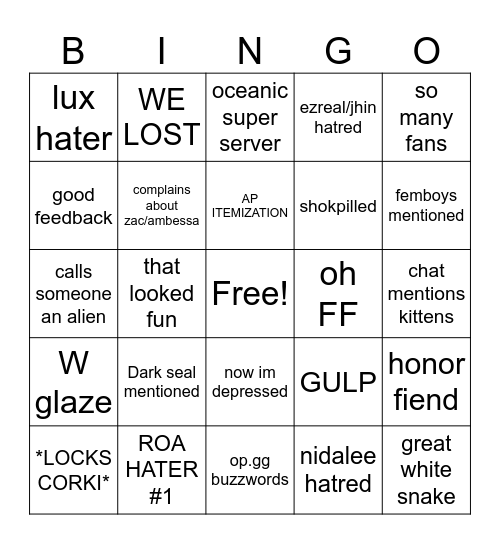 SHOK BINGO Card