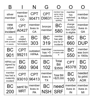 FOCUS DAY Bingo Card